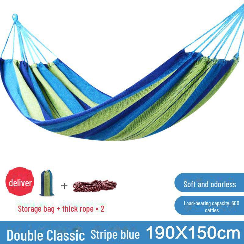 Hängemattenschaukel aus Segeltuch für den Außenbereich, Einzel-/Doppelhängematte, Überrollschutz, Polyester-Baumwolle, Farbstreifen-Design