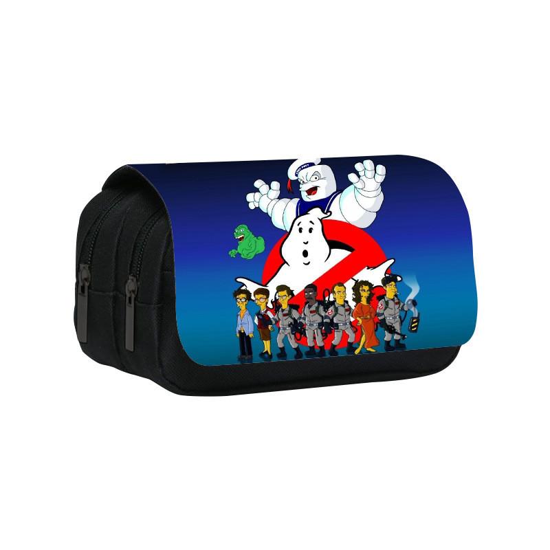 Ghostbusters Pattern Double Layer Flip Cover Stationery Storage Bag For Students