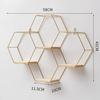 Golden Storage Rack Soft Decorative Wall Shelf Iron Wood Shelf Modern Wall Mounted Shelf For Commercial Places Balcony Bedroom