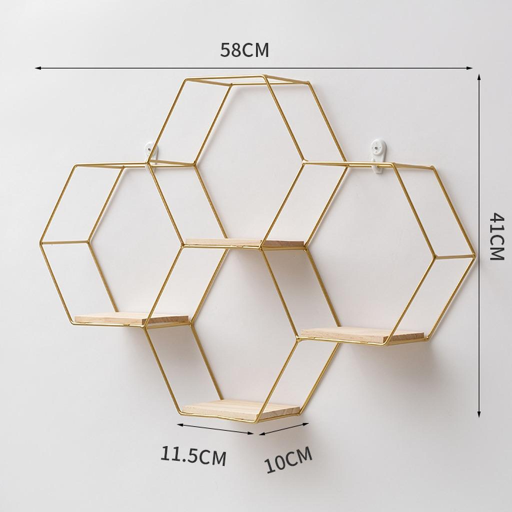Golden Storage Rack Soft Decorative Wall Shelf Iron Wood Shelf Modern Wall Mounted Shelf For Commercial Places Balcony Bedroom