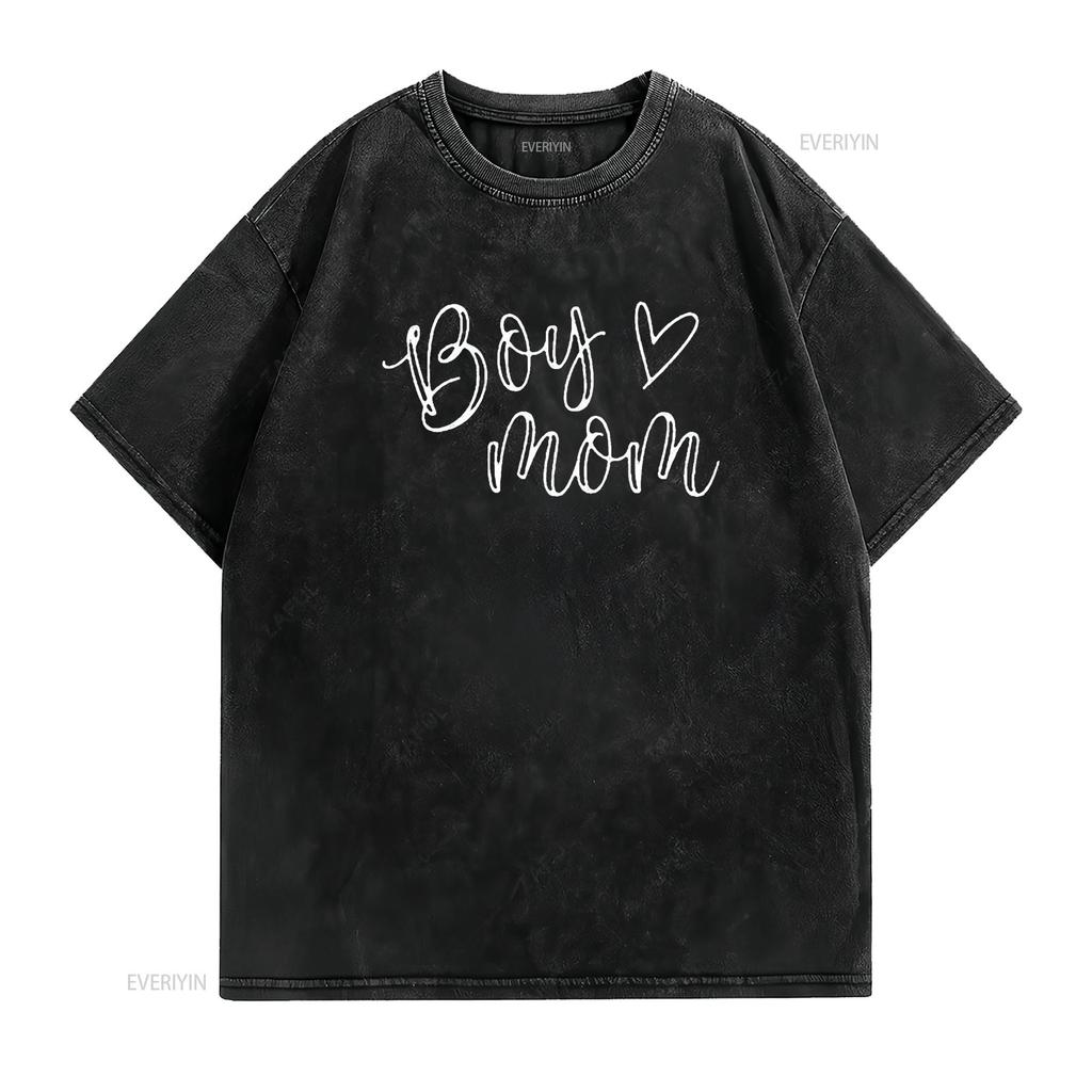 Jungen Mama T-Shirt Für Frauen Mütter Von Jungen Lustige Oberteile Schwarz vintage Gewaschen mode Atmungsaktives Oberteil Für Den Alltag Stylisch