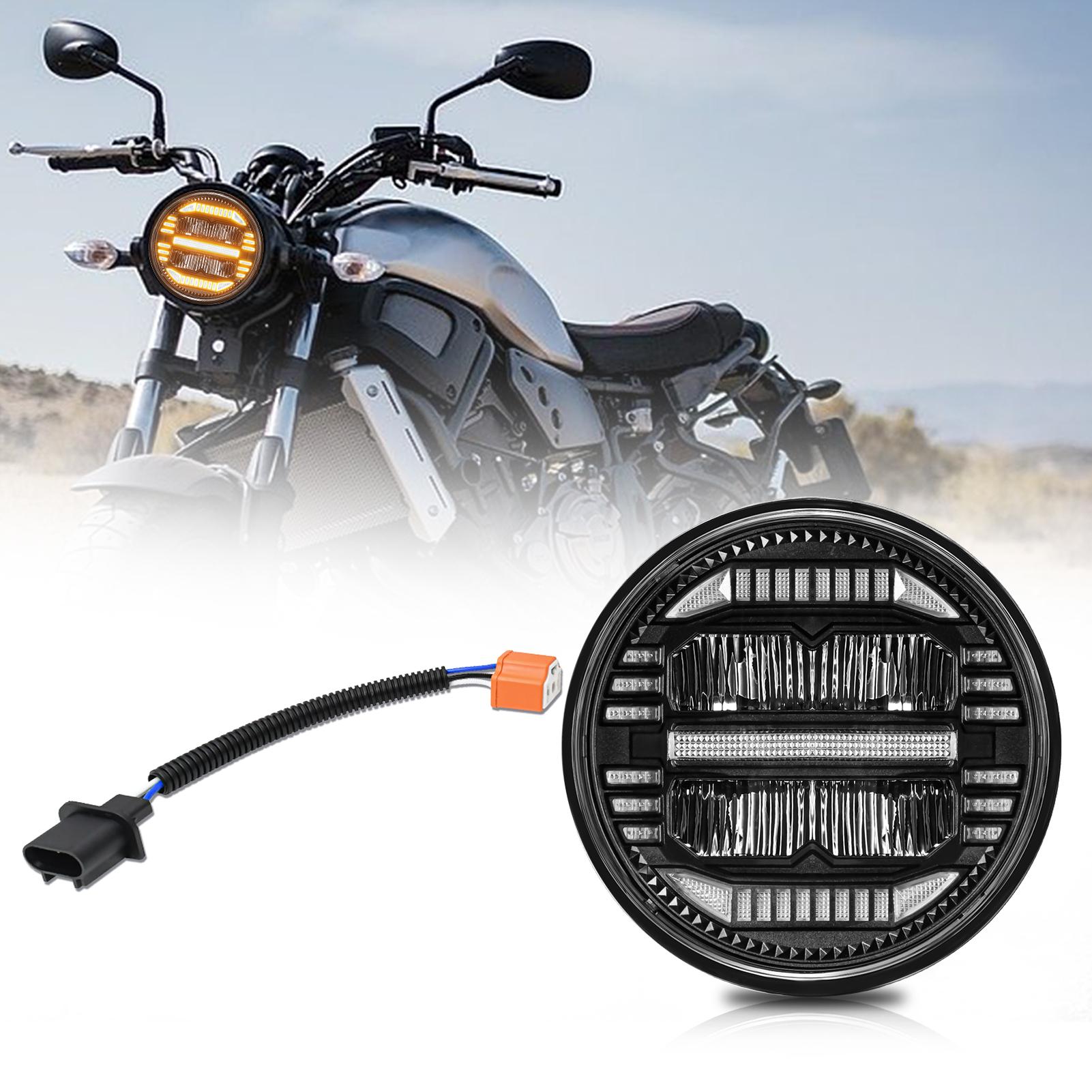 

7 Inch Car LED Headlight Waterproof 7 Round Headlamp with White Hi Low Beam DRL and Amber Turn Signal light