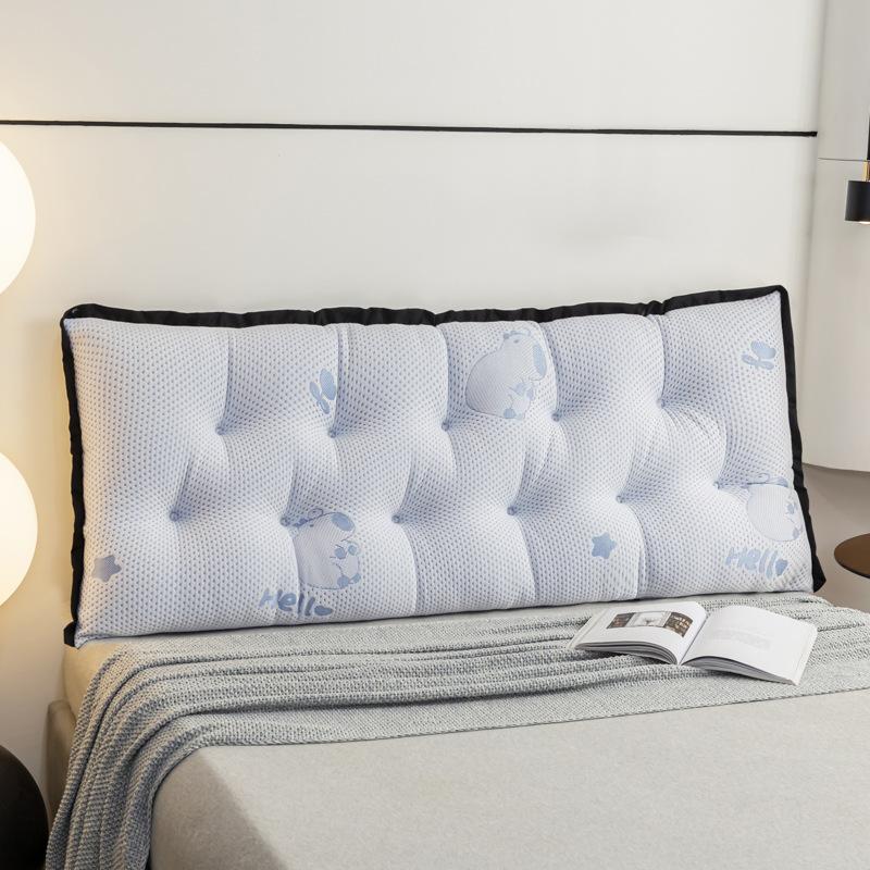 

Non-slip Bedhead Cushion Large Pillow Summer Waist Protection with Zipper for Double Sofa Tatami Bed Reading Backrest 100-200cm 100x50x15cm синій