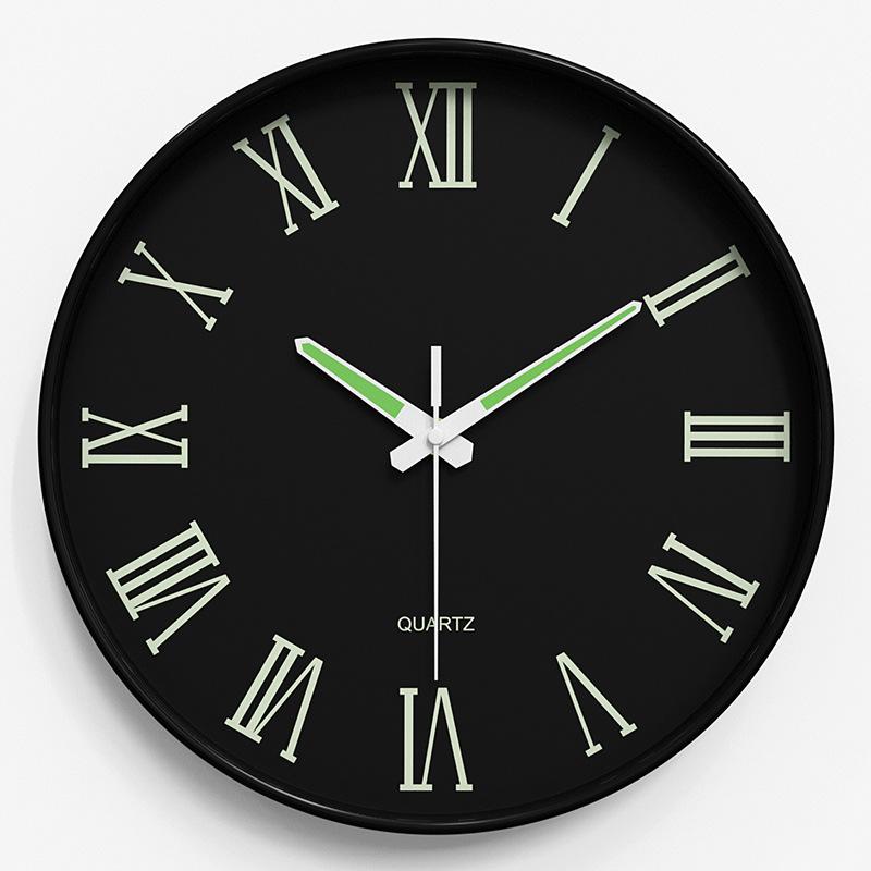 Luminous Wall Clock Bedroom Silent Clock Home Living Room Clock Wall Hanging Simple Quartz Clock 14 Inches 35CM