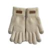 Women's Winter Fleece Touchscreen Cycling Gloves, Thickened Cute Knit, Cold-Proof, Five-Finger Design.