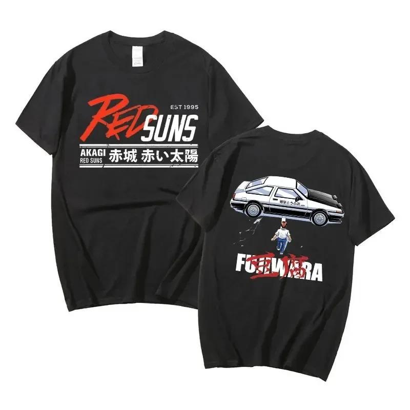 Anime Drift AE86 Initial D Oboustranné tričko s kulatým výstřihem a krátkým rukávem, letní, ležérní, unisex, R34 Skyline GTR JDM Manga trička