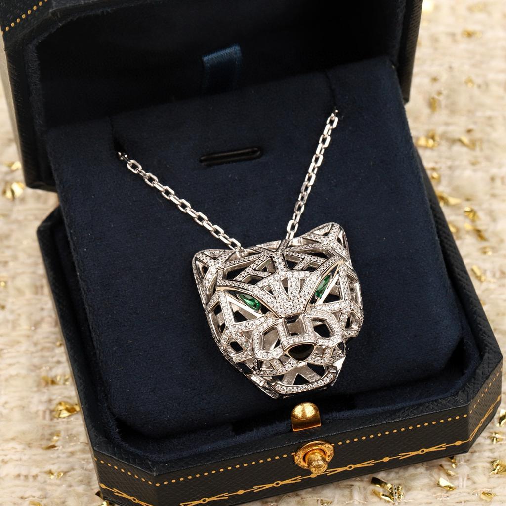 Latest Hot Brand Vintage Women's Necklace Luxury Jewelry For Women Pure 925 Silver Leopard Designer Pendant Long Chain Necklaces