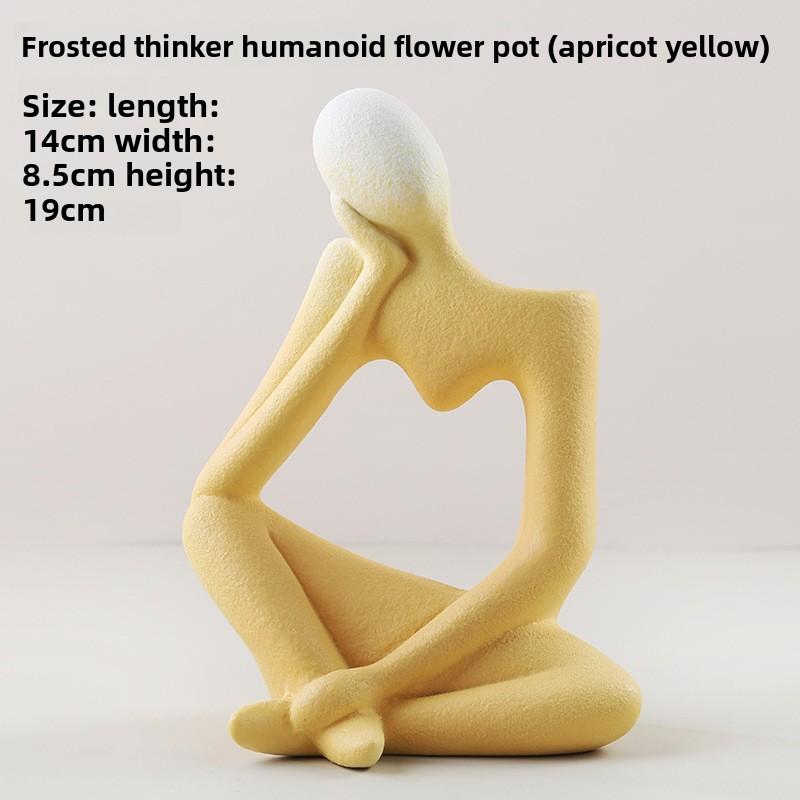 

Скандинавский Инс Моранди Креативная Керамическая Ваза-Мыслитель Простой Гидропонный Цветочный Горшок Декор в Стиле Свежей Девушки
