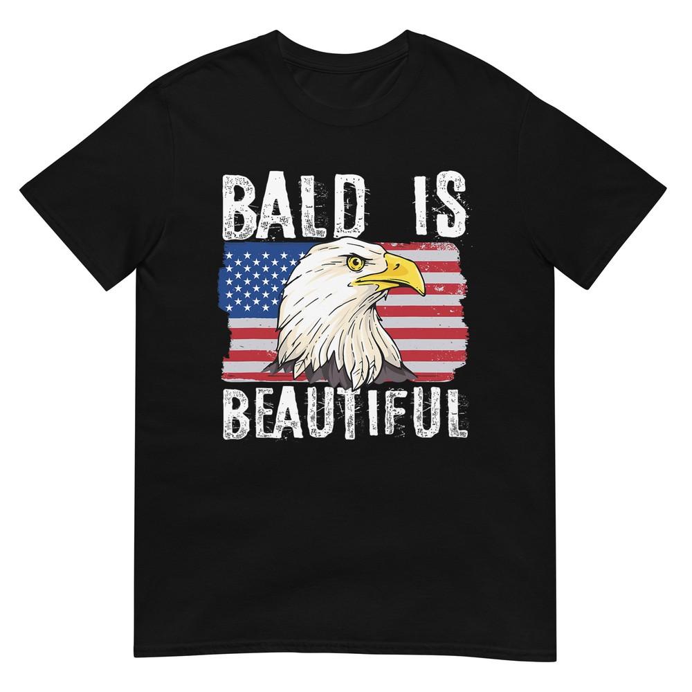 

Bald Is Beautiful 4th of July Independence Day Bald Eagle T-Shirt L