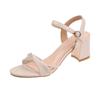 Women's sandals leather 2025 new thin heel French open-toed low-heeled fashion trendy summer comfortable simple women's shoes