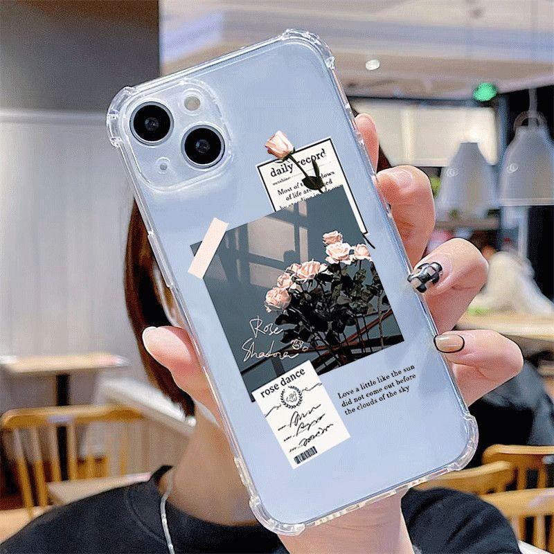 Transparente Vier-Ecken-Anti-Sturz-Handyhülle für IPhone 16 für Apple Handyhülle 13 Rundumschutz Cartoon Niedlich Mode Frauen
