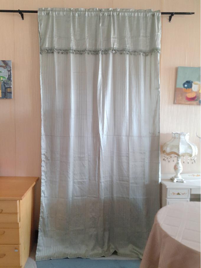 

Single Flawed End-of-Line Rod Pocket Curtains, Ideal for Rental or Door, 1.4m x 2.1m Beige Thin Stripe JX01 - 1.45*2.1m