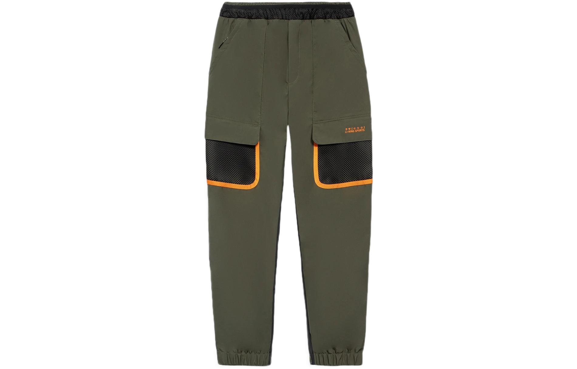 Li Ning Knitted Sweatpants Men s Dark Olive Green Moderate Cuffed Pants AKLS227-2 M