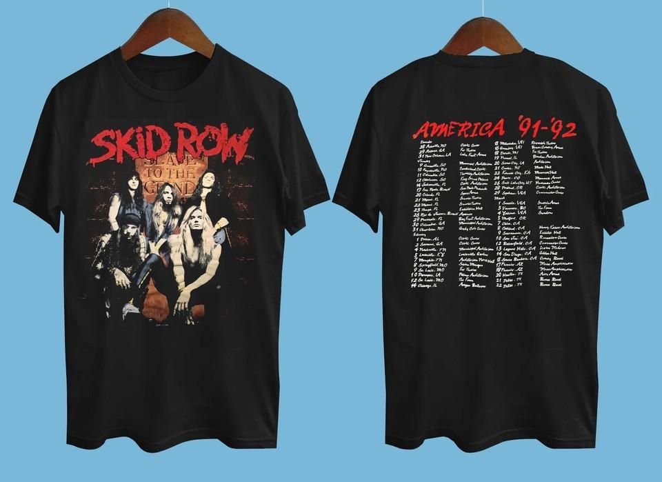 Skid Row 1992-92 Tour 2 Side Black All Size Gift Shirt XXXXL