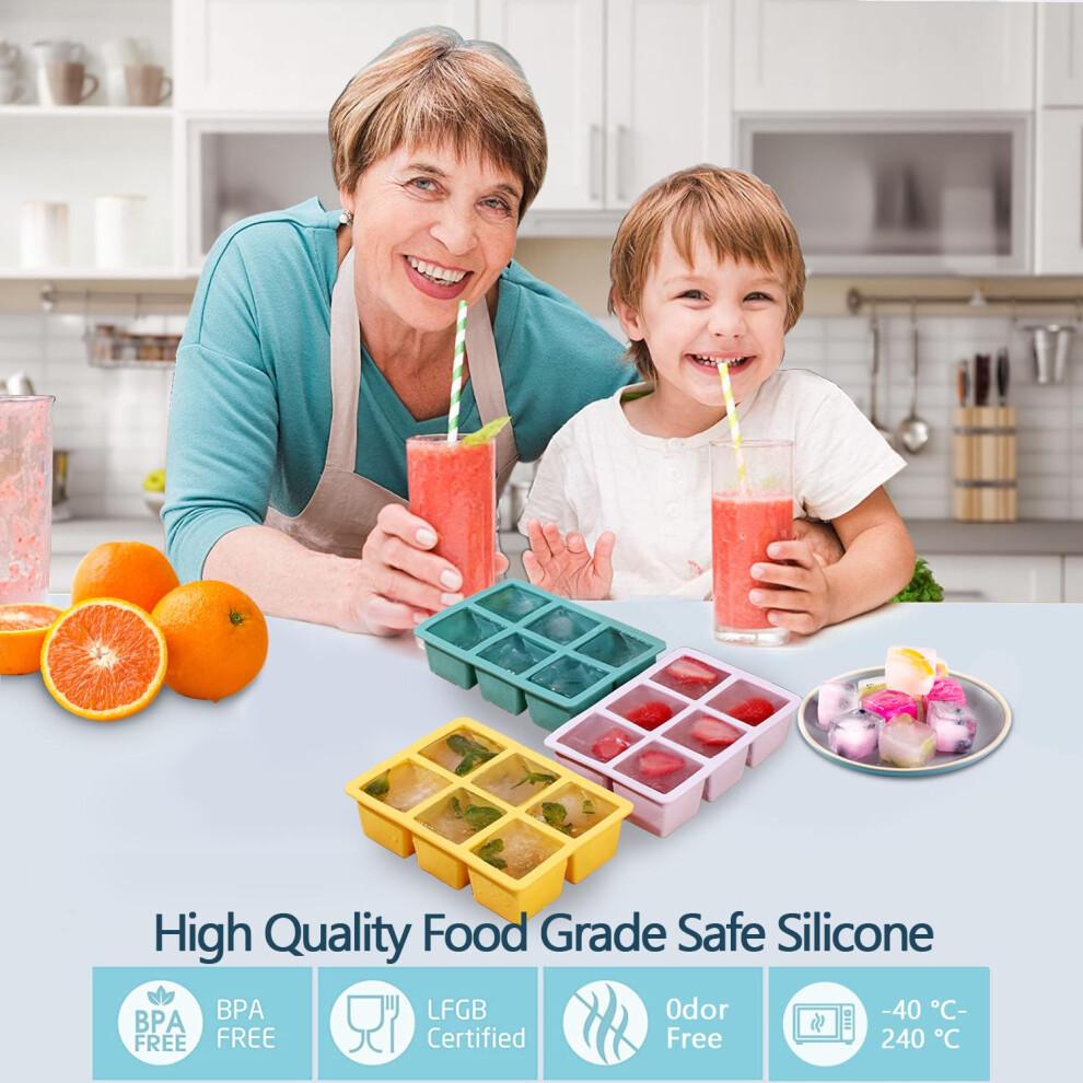 3Pcs Ice Cube Tray, Easy-Release Silicone Large Ice Moulds with Removeable Lids, Perfect for Chilled Drinks, Freezer, Baby Food, Whiskey and