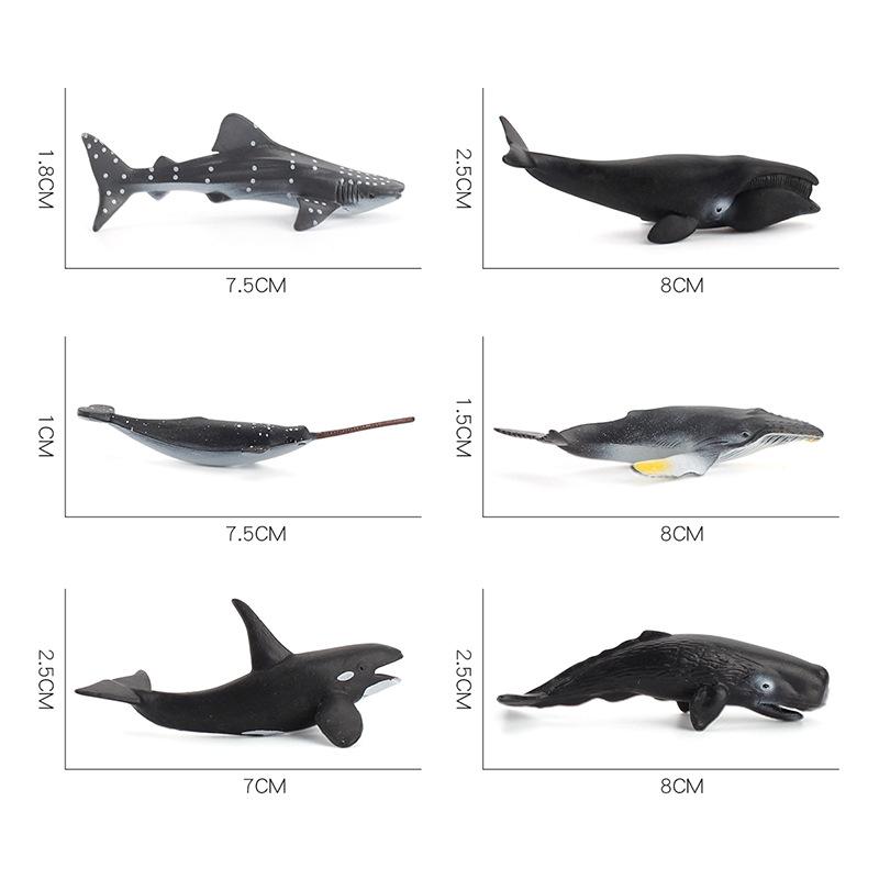 Simulation 6-Piece Set Of Marine Life Bowhead Whale Humpback Whale Killer Whale Mini Whale Toy Model