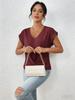 2026 Hot Sale Women's Solid Color V-neck T-shirt, Elegant Short-sleeved Top for Spring/Summer, European American Style