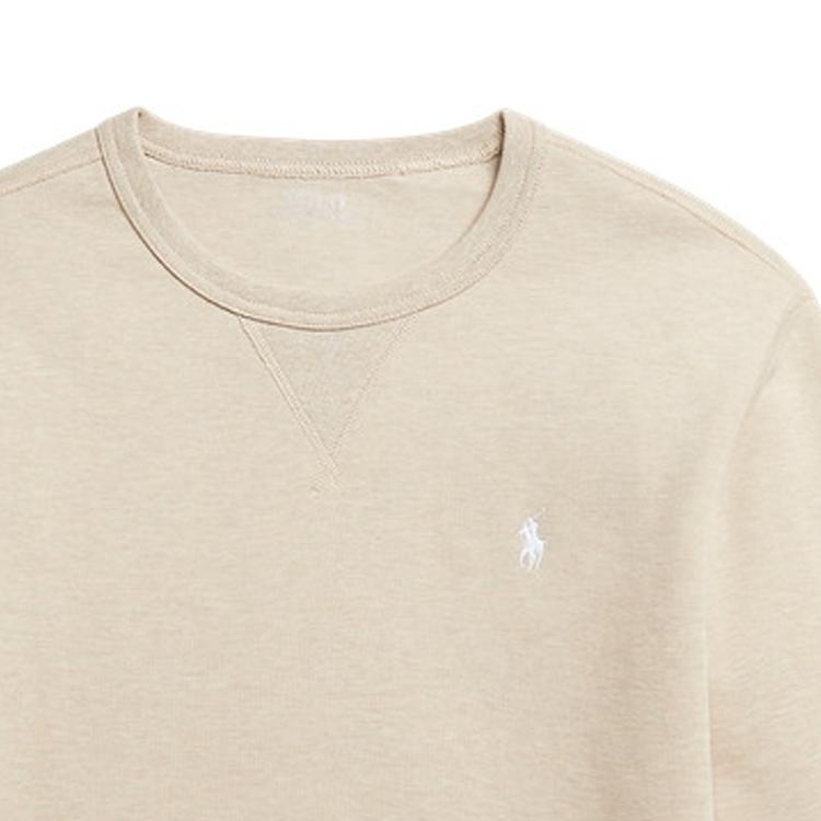 Polo Ralph Lauren Logo Embroidered Solid Color Crew Neck Long Sleeve Sweatshirt Men Sweatshirt Khaki MNPOKNI16823196-250