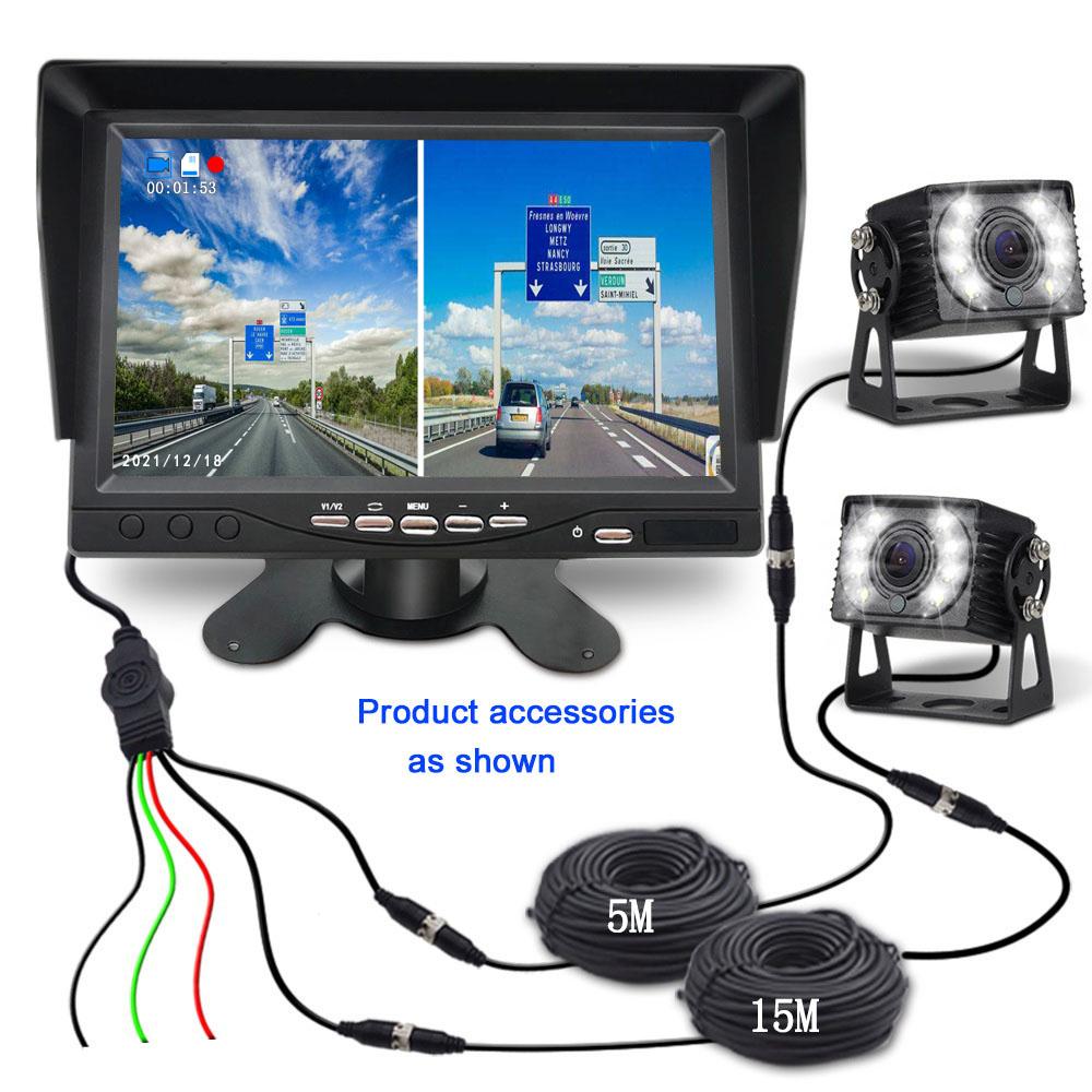 

2-канальний 7 IPS екран автомобільний вантажівка автобус AHD DVR монітор з цифровим відеореєстратором для AHD передньої задньої камери заднього виду 1024X600