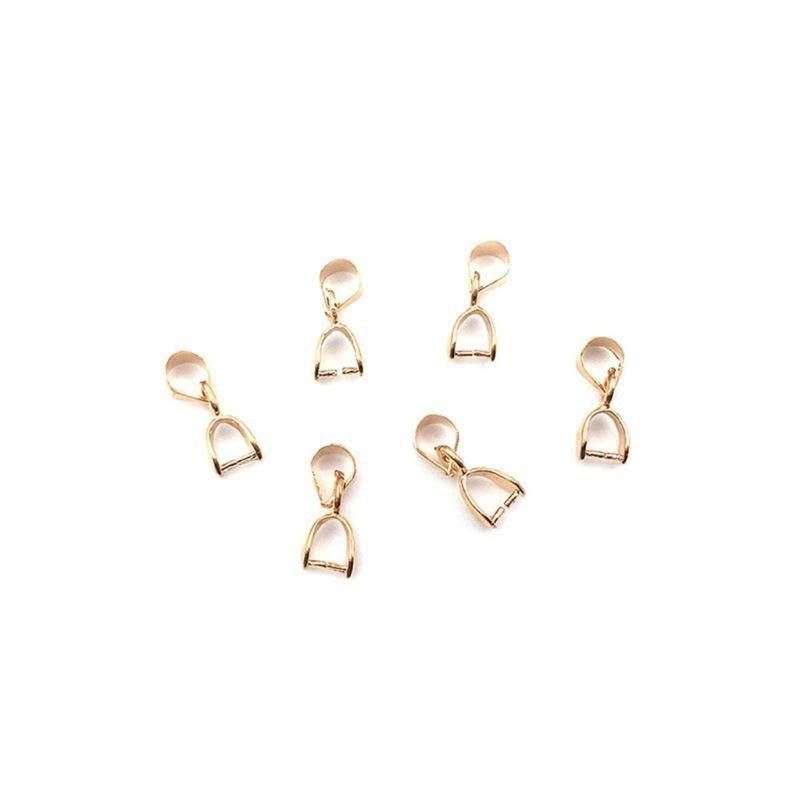 40Pcs Metal Pinch Clip Bail Clasp Copper Dangle Necklace Pendant Clamps Findings Jewelry Making Supplies