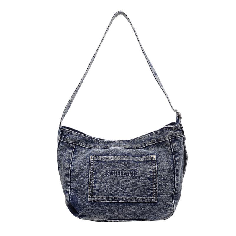 

Vintage Denim Shoulder Bag Women s Large Capacity Crossbody Bag синій