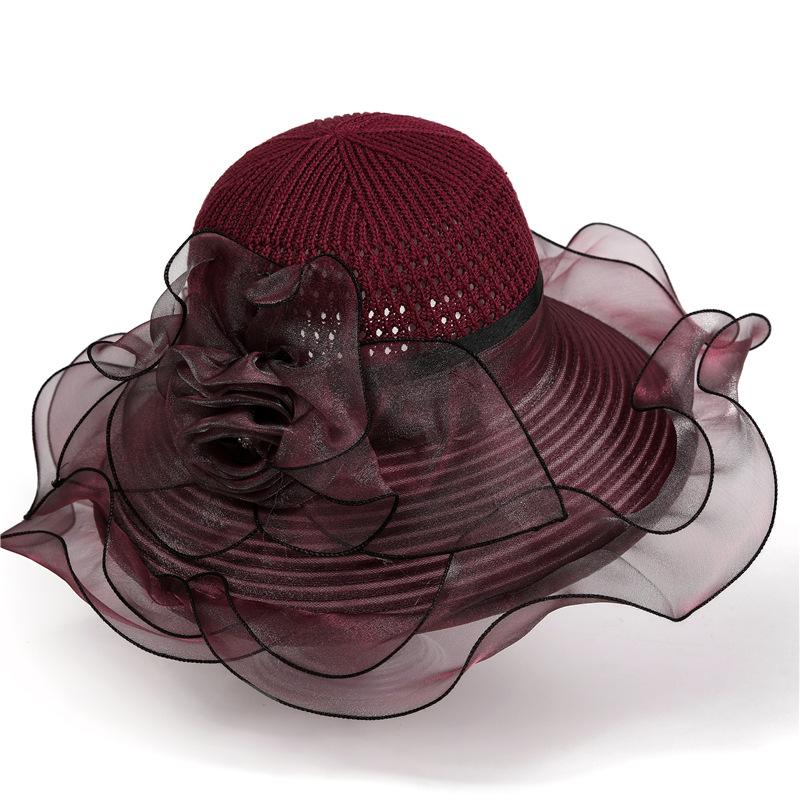 Summer New Hat Ladies Sunscreen Hat Elegant Mother High Sense Sunshade Top Hat Breathable Organza Bucket Hat