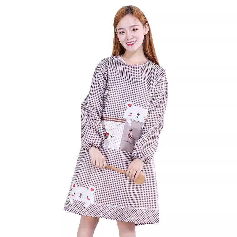[Korean Style] Waterproof Oil-Proof Long Sleeve Kitchen Apron with Waist Smock - Newcomer Discount