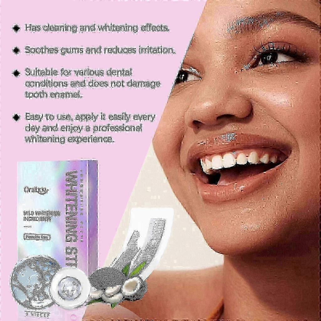 Teeth Whitening Strips Teeth Treatments - Teeth Whitener, Peroxide Free, Enamel Safe Green White Strips, Deep Stains Removal - Instant Teeth Whitening