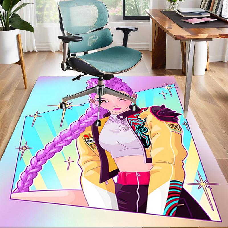 1pc KPop Demon Hunters RUMI5 Design Area Rug - Non-Slip, Soft & Cozy Floor Mat for Living Room, Bedroom, Office - Indoor/Outdoor Decorative Carpet
