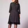 Elegant Black Polka Dot Summer Dress for Middle-Aged Women