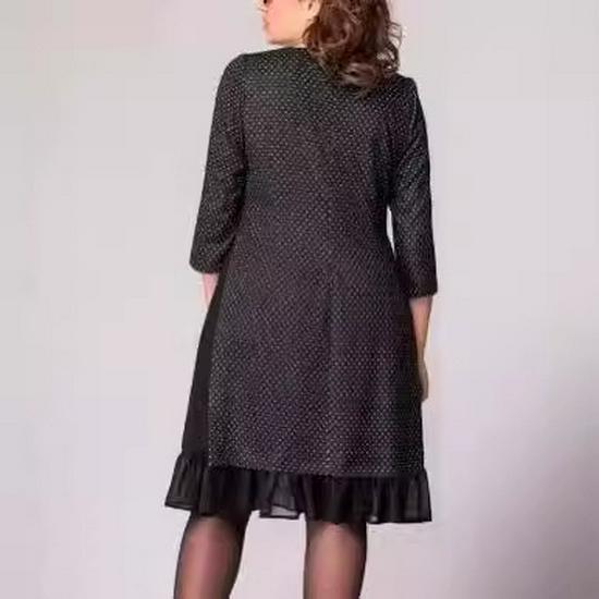 Elegant Black Polka Dot Summer Dress for Middle-Aged Women