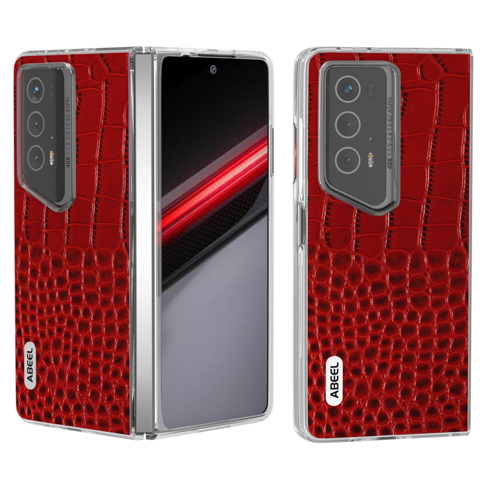 

Для Honor Magic V2 RSR Porsche Design Чехол Натуральная Коровья Кожа+ПК Чехол для Телефона Red