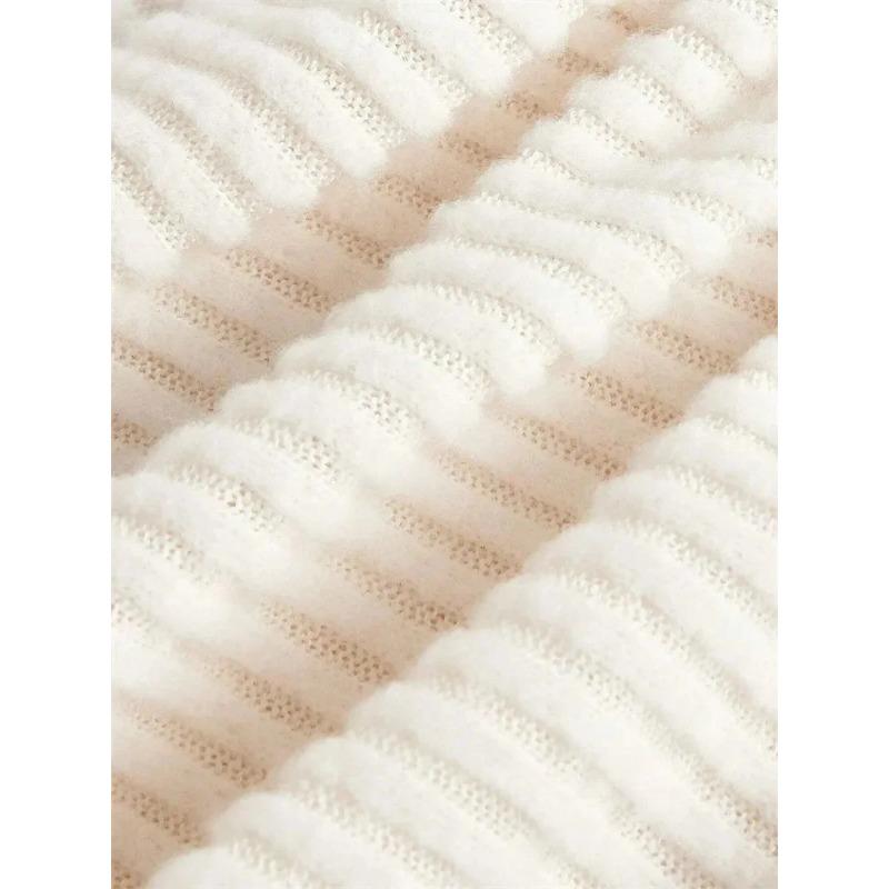 Damen Einfarbig Herbst Winter Grunge Asymmetrischer Hals Rippenstrick T-Shirt Trägerlose Bluse Langarm Casual Pullover Taschentuch Saum