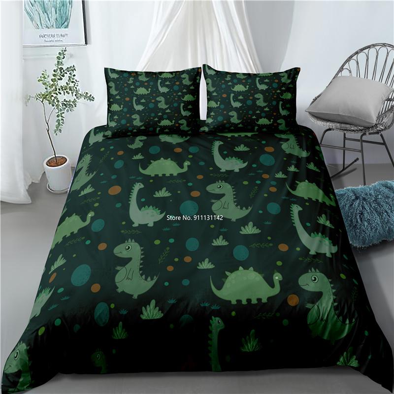 Cartoon Dinosaur Digital Print Bedroom Home Textile Children's Bedroom Down Quilt Cover Pillowcase Multisize Bedding Set