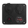 12V 4 Gang LED Toggle Switch Panel Cigarette Lighter Voltmeter Dual USB 4.2A for Car Boat Red