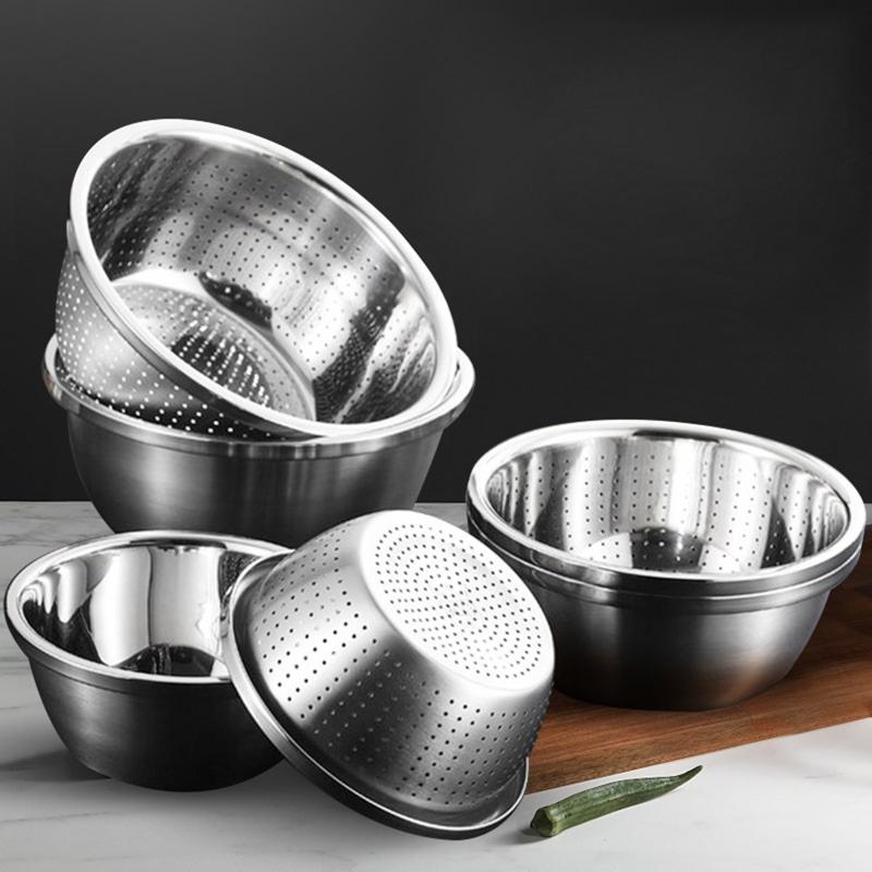 Drain Bowls Fruit Dish Creative Storage Baskets Household Kitchen Wash Vegetables Drain Baskets Stainless Steel Mate