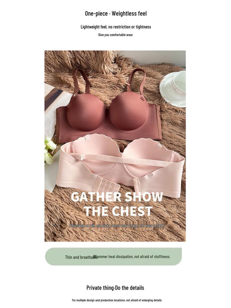 Non-Slip Strapless Push-Up Seamless Lingerie Set for Small Busts