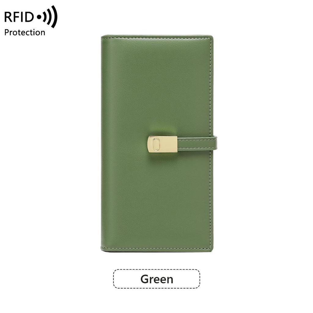 2025 RFID Anti-theft Women's Bifold Wallet with Money Clip, Korean Style, Multiple Card Slots, Long Design