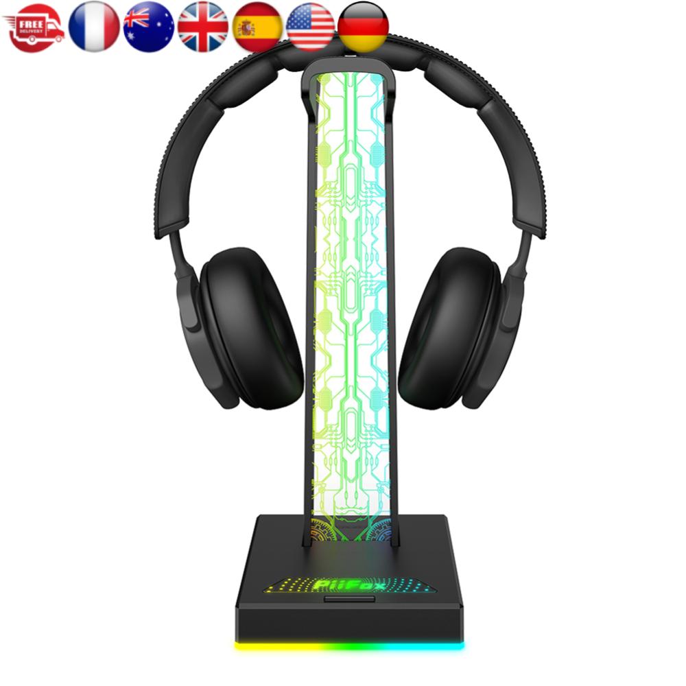 

RGB Headphone Bracket 10 Lighting Effects Headset Display Stand Desktop Organizer Headset Support Stand Vertical Bracket Hanger United States