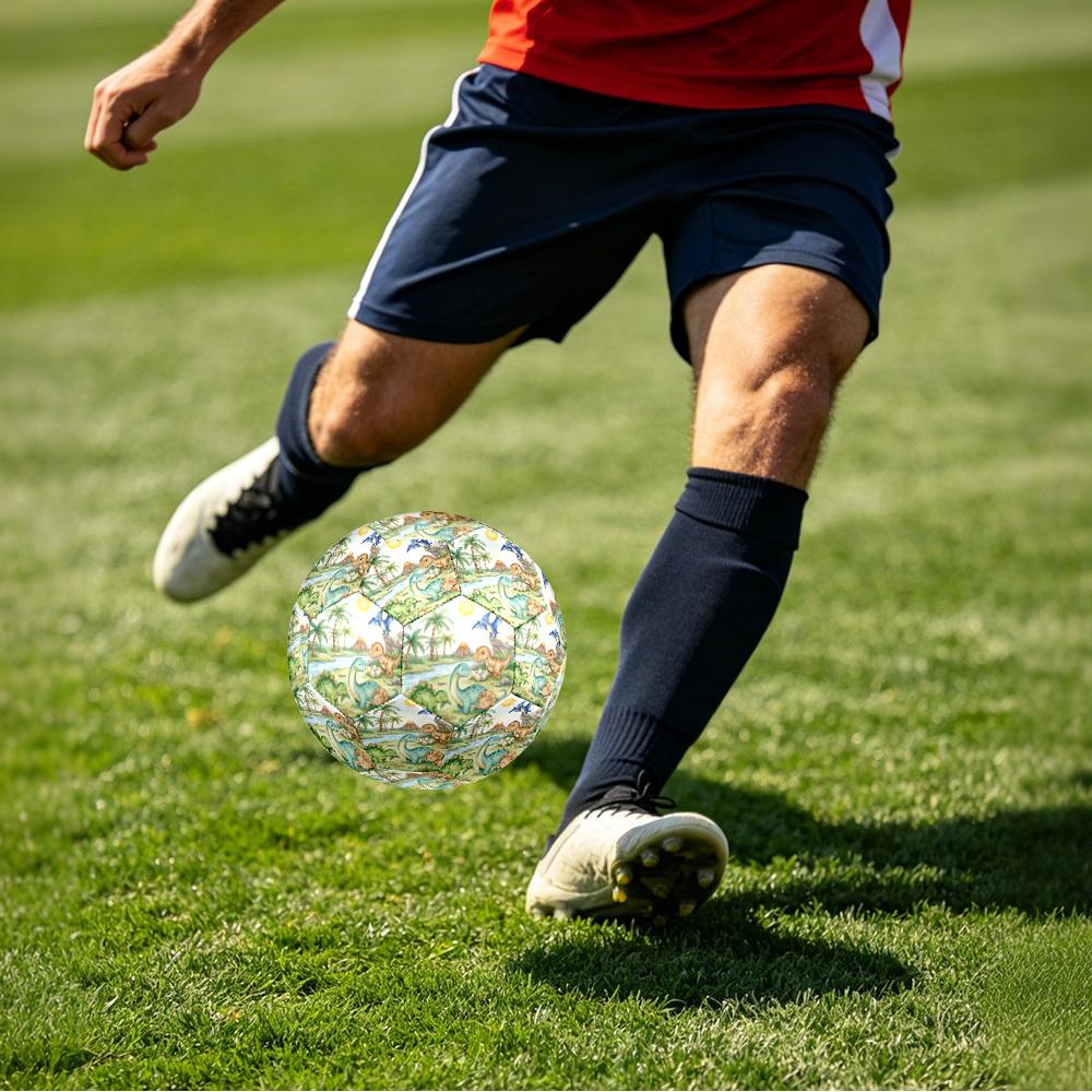 1pc Dinosaur Adventure Scene Theme Soccer Ball Football, Size 5, Lightweight PVC, Outdoor Training Soccer Ball,Gift C6581