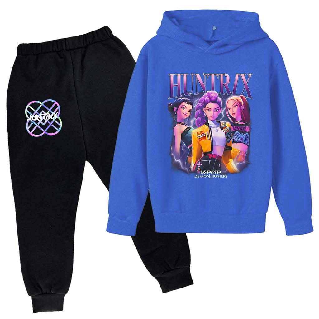 Plysj Langermede bukser Løs Pullover Hettegensersett for barn