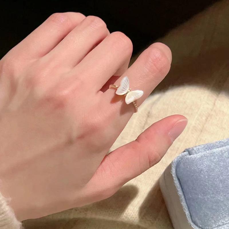 Schmetterling Emaille Bunter Ring für Frauen Verstellbares Offenes Design Einzigartiger und Schicker Schmuck