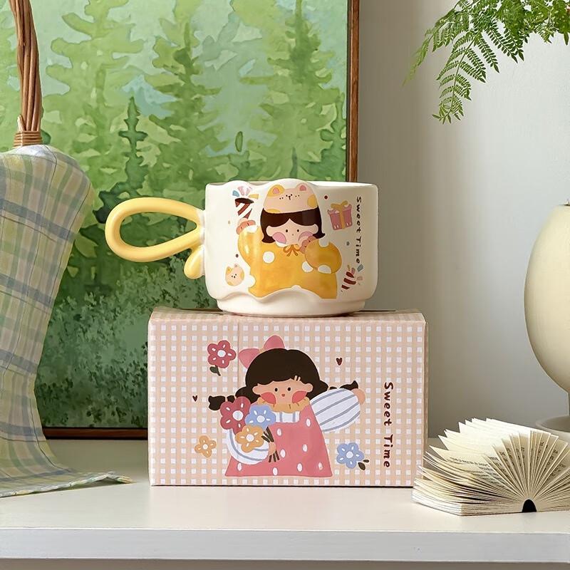 Shangqi Couple Stackable Ceramic Coffee Mug Set with Lid