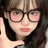 New Fashionable Women's Powder Blusher Sunglasses Transparent Black Frame Trendy Blusher Glasses for Women