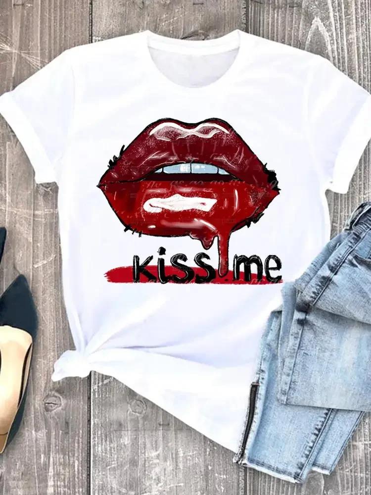 Women Tshirts Casual Sleeve Regular FeUnisex Graphic Tops Clothes Summer Clothing Leopard Heart Sweet Fashion Aesthetic Clothes