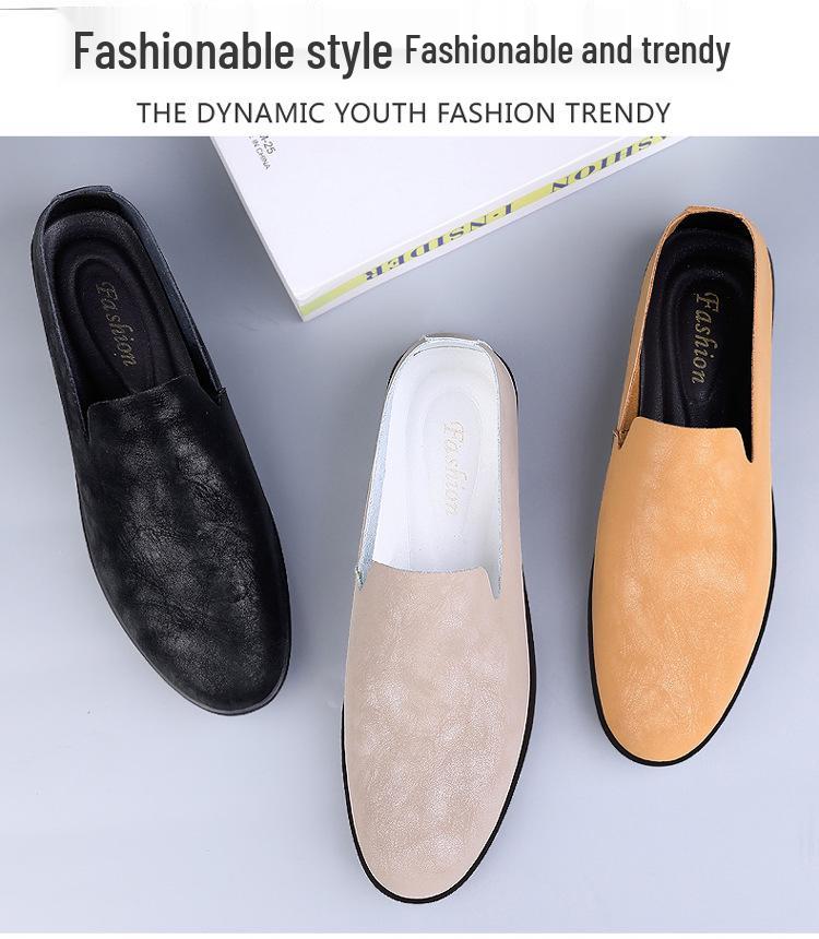 Bean Bean Men's Cowhide Slip-On Casual Leather Shoes