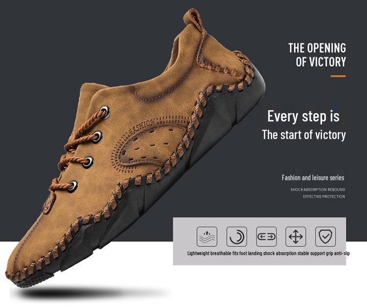 2022 Autumn Men's Casual Korean-Style Leather Moccasins: Breathable Handmade Octopus Driving Shoes