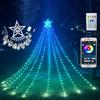 Christmas Decorations Star String Light With Remote APP Control 11FT 305LED RGB Christmas Tree Waterfall Light Timer Music Sync