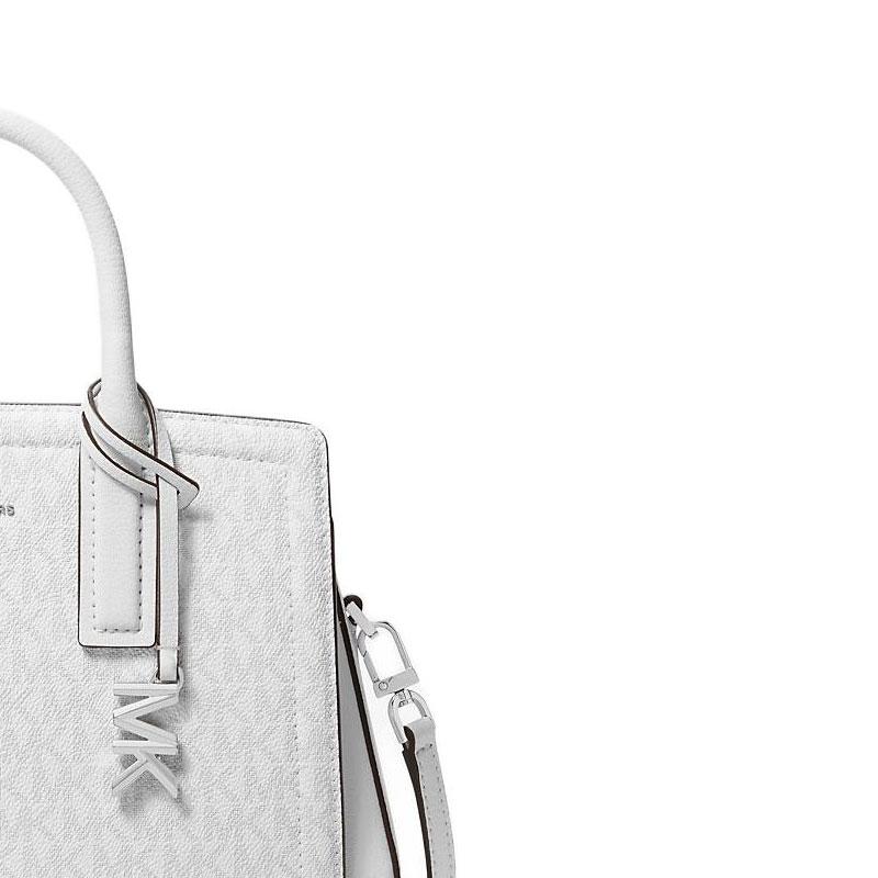 MICHAEL KORS Laila Laila silver hardware coated canvas handbag small women's white