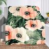 1pc, Contemporary Floral Print Flannel Fleece Throw Blanket, 100% Polyester, Tear Resistant, All Seasons, Digital Print, 200-250